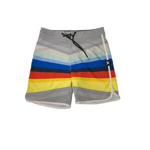 Hurley Men's Swim Shorts size 29 Phantom Striped Drawstring Side Pocket Beach